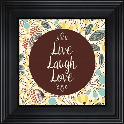 Framed Live Laugh Love Retro Floral White Print