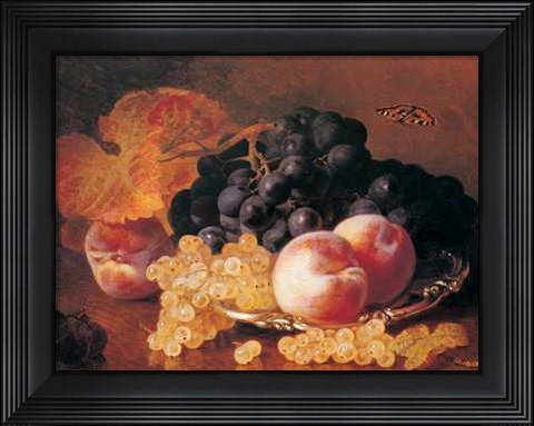 Framed Still Life with Grapes and Peaches Print