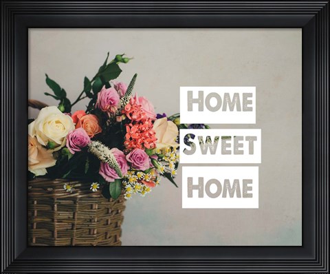 Framed Home Sweet Home Flower Basket Color Print