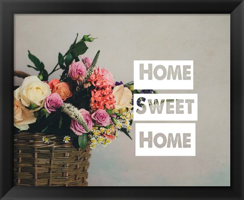 Framed Home Sweet Home Flower Basket Color Print