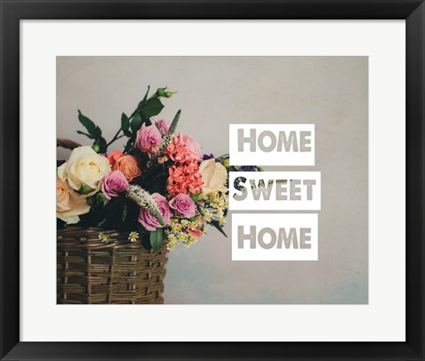 Framed Home Sweet Home Flower Basket Color Print