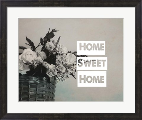 Framed Home Sweet Home Flower Basket Black and White Print