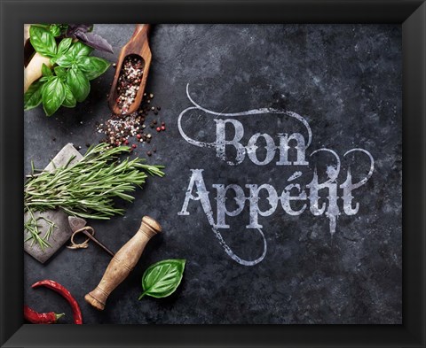 Framed Bon Appetit Herbs and Spices Print