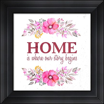 Framed Home Is Where Our Story Begins-Magenta Print