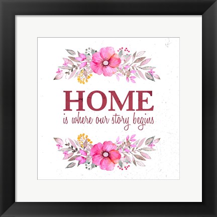 Framed Home Is Where Our Story Begins-Magenta Print