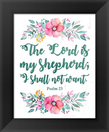 Framed Lord Is My Shepherd-Floral Print