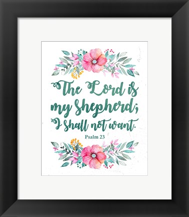 Framed Lord Is My Shepherd-Floral Print