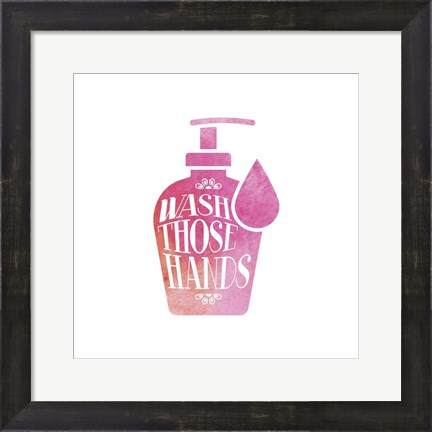 Framed Wash Those Hands Watercolor Silhouette Print
