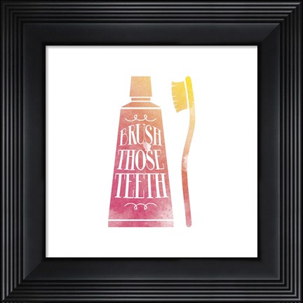 Framed Brush Those Teeth Watercolor Silhouette Print