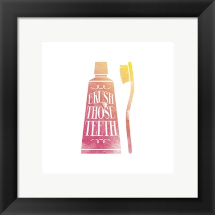 Framed Brush Those Teeth Watercolor Silhouette Print