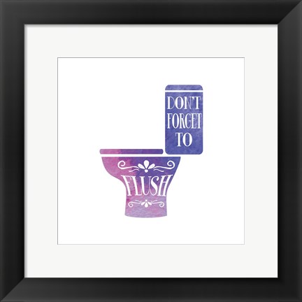 Framed Don&#39;t Forget to Flush Watercolor Silhouette Print