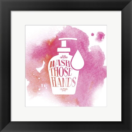 Framed Wash Those Hands Watercolor Splash Print