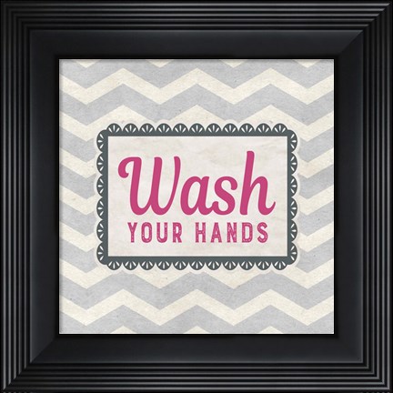 Framed Wash Your Hands Gray Pattern Print