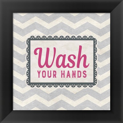 Framed Wash Your Hands Gray Pattern Print