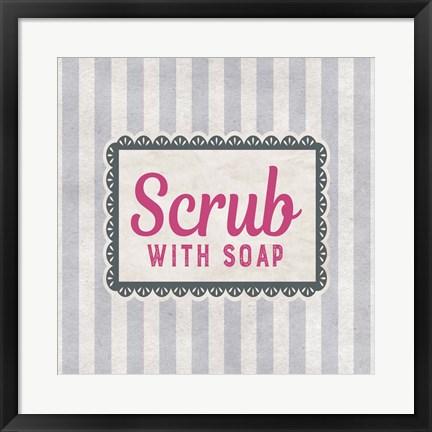 Framed Scrub With Soap Gray Pattern Print