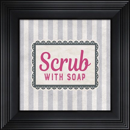 Framed Scrub With Soap Gray Pattern Print