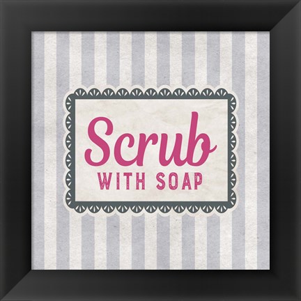 Framed Scrub With Soap Gray Pattern Print