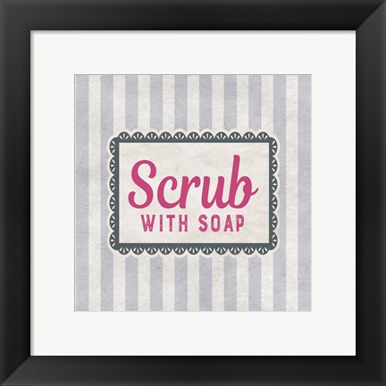 Framed Scrub With Soap Gray Pattern Print