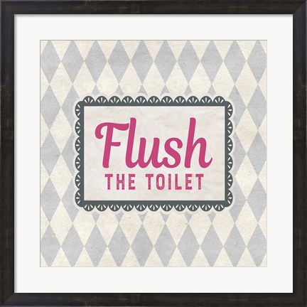 Framed Flush The Toilet Gray Pattern Print