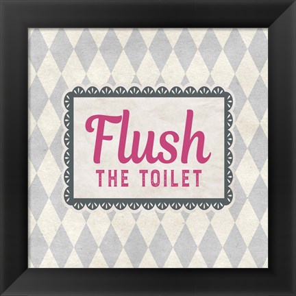 Framed Flush The Toilet Gray Pattern Print