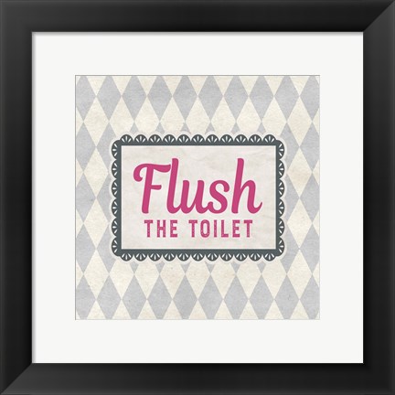 Framed Flush The Toilet Gray Pattern Print