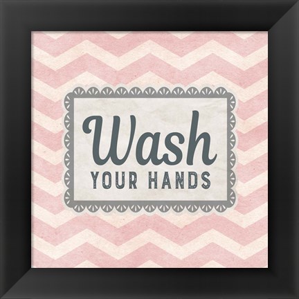 Framed Wash Your Hands Pink Pattern Print