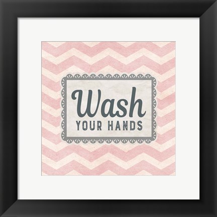 Framed Wash Your Hands Pink Pattern Print