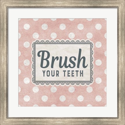 Framed Brush Your Teeth Pink Pattern Print