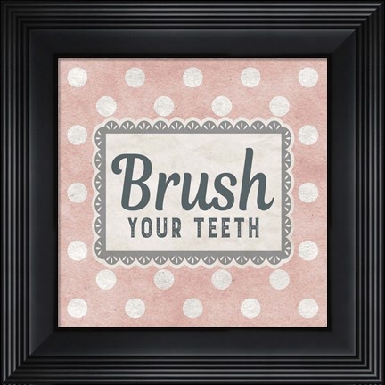 Framed Brush Your Teeth Pink Pattern Print