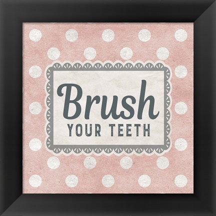 Framed Brush Your Teeth Pink Pattern Print