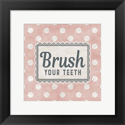 Framed Brush Your Teeth Pink Pattern Print