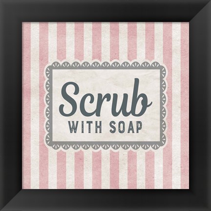 Framed Scrub With Soap Pink Pattern Print