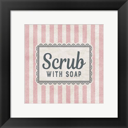 Framed Scrub With Soap Pink Pattern Print