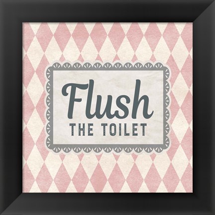 Framed Flush The Toilet Pink Pattern Print