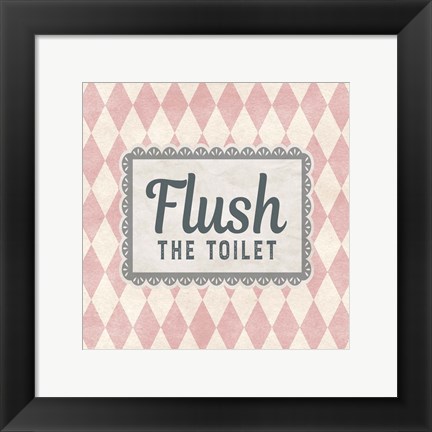 Framed Flush The Toilet Pink Pattern Print