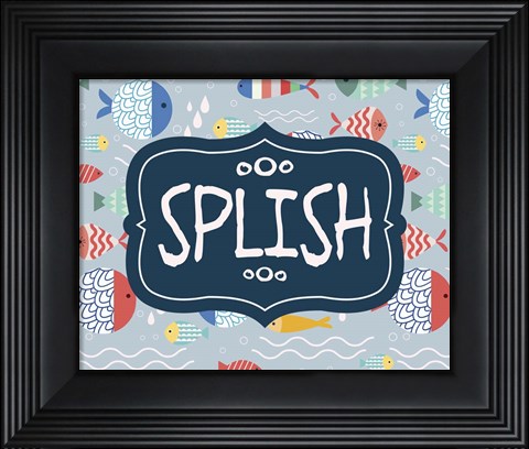 Framed Splish and Splash Fish Pattern Blue Part I Print