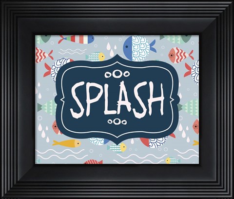 Framed Splish and Splash Fish Pattern Blue Part II Print