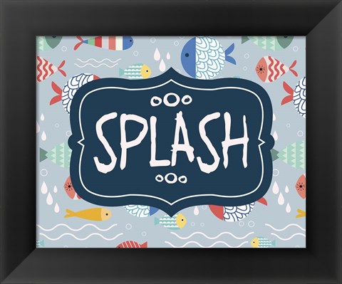 Framed Splish and Splash Fish Pattern Blue Part II Print