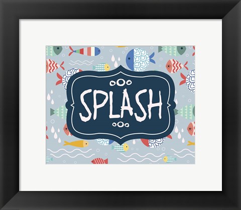 Framed Splish and Splash Fish Pattern Blue Part II Print