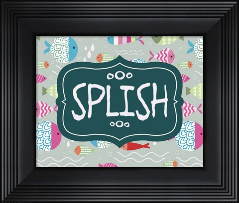 Framed Splish and Splash Fish Pattern Green Part I Print
