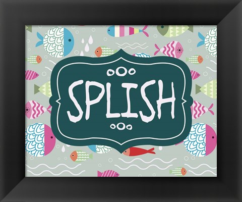 Framed Splish and Splash Fish Pattern Green Part I Print