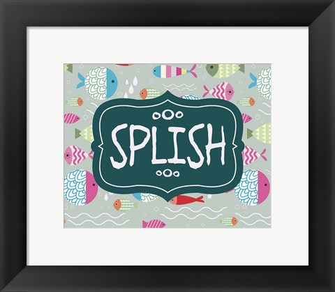 Framed Splish and Splash Fish Pattern Green Part I Print