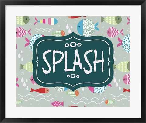 Framed Splish and Splash Fish Pattern Green Part II Print