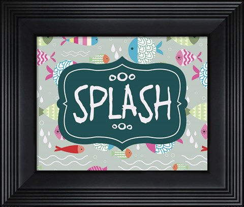 Framed Splish and Splash Fish Pattern Green Part II Print