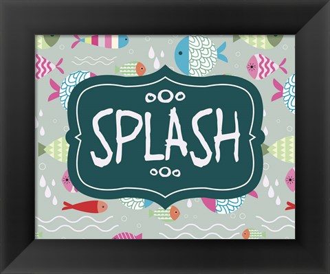 Framed Splish and Splash Fish Pattern Green Part II Print