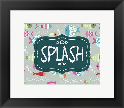 Framed Splish and Splash Fish Pattern Green Part II Print