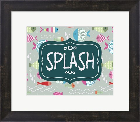Framed Splish and Splash Fish Pattern Green Part II Print
