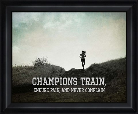 Framed Champions Train Woman Black and White Print