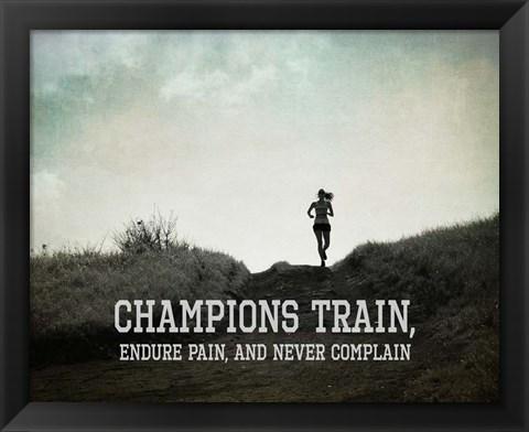 Framed Champions Train Woman Black and White Print