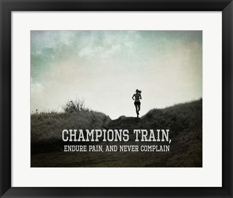 Framed Champions Train Woman Black and White Print